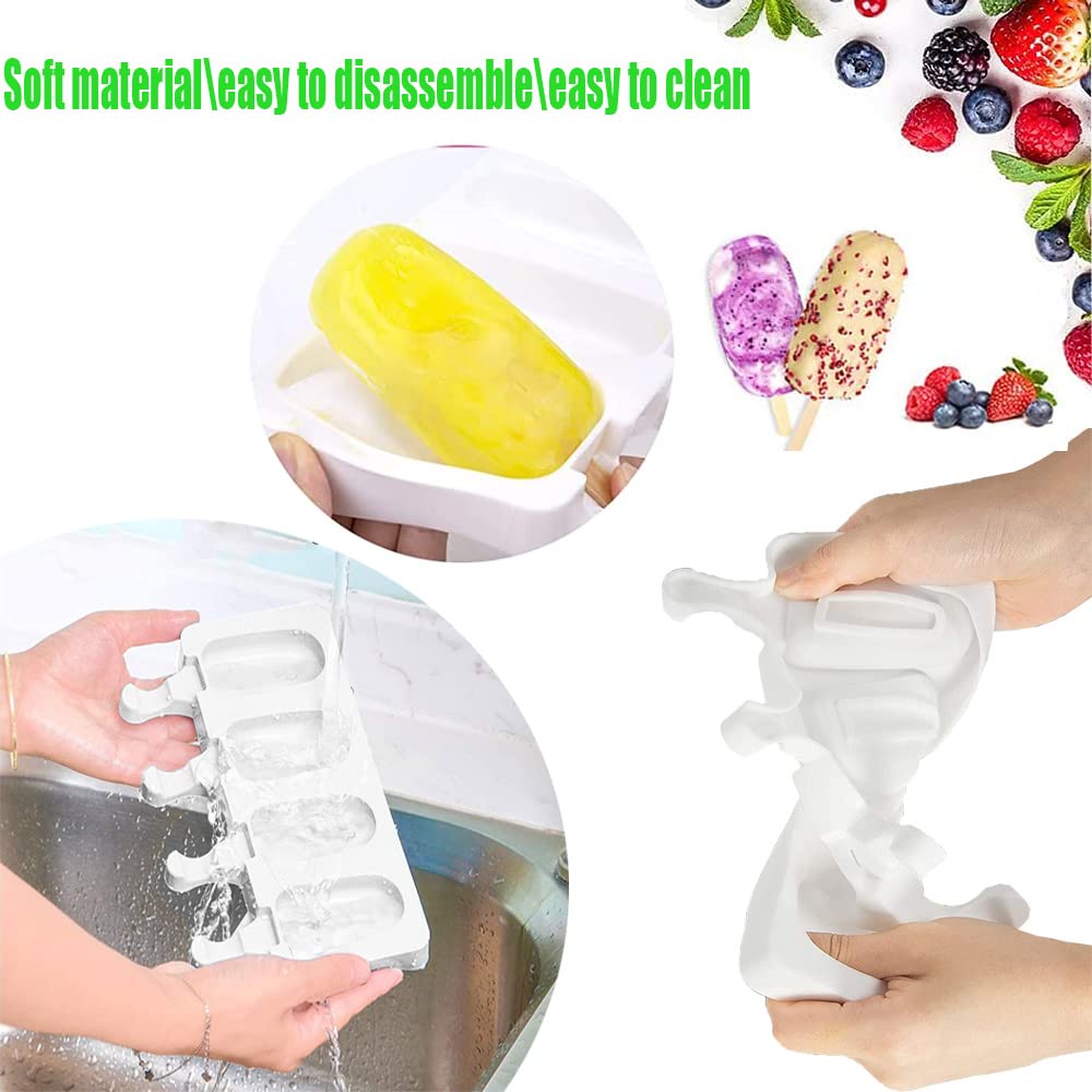 Moldes de Helado, 3 Pack Molde de Helado de Silicona con 100 Palos Madera, 100 bolsas de embalaje, 100 ligamentos, 100 etiqueta,sin BPA, Para postres helados o chocolates caseros (C)