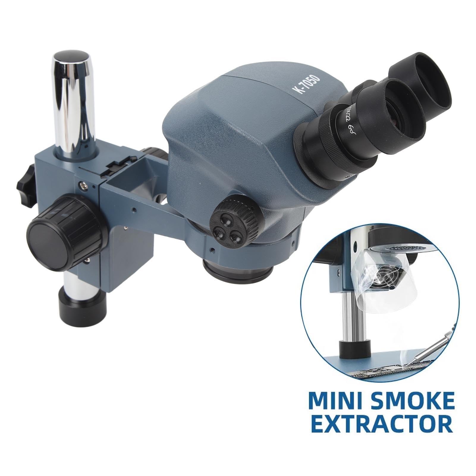 Microscopio Estéreo Trinocular, Aumento 7X-50X con Ocular WF10x22, Cabezal Binocular Giratorio de 360 ​​Grados con Inclinación de 45 Grados, para Inspección, Mantenimiento,