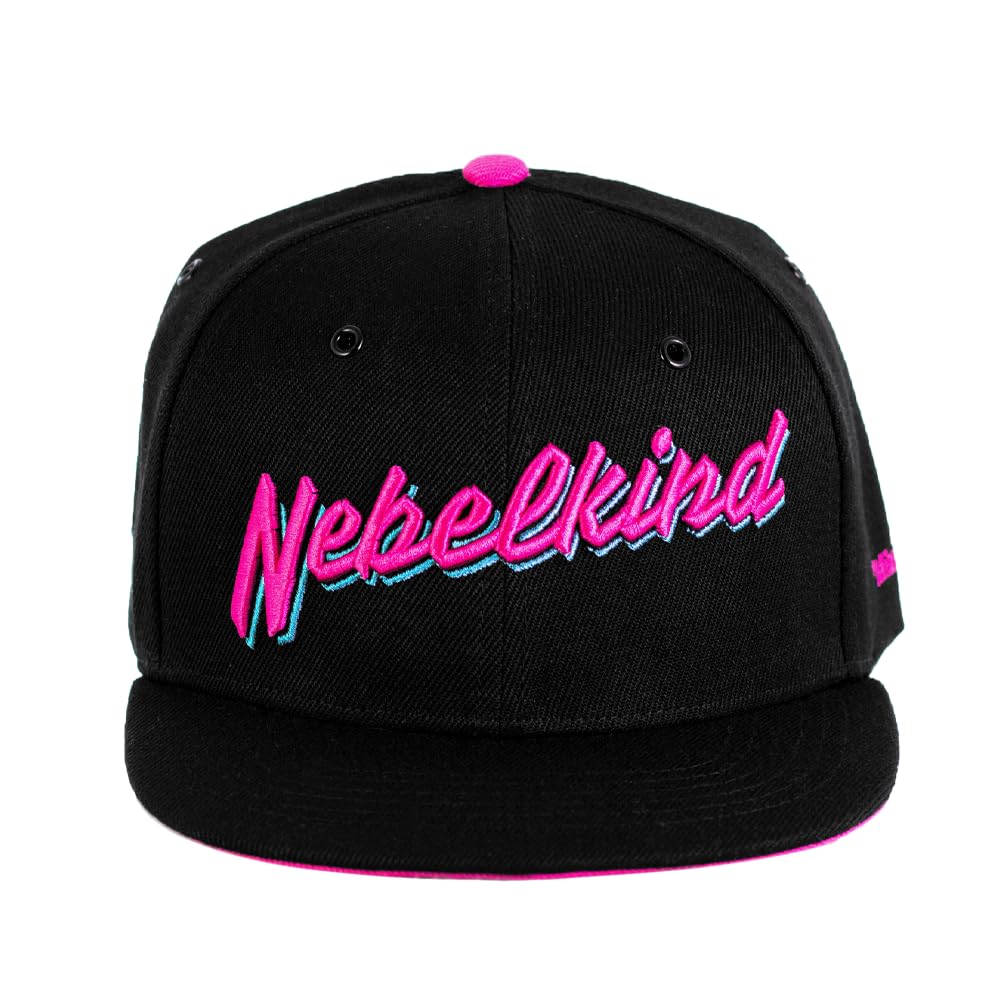 Nebelkind Snapback-Cap-Herren Damen Miami schwarz pink-lila, Einheitsgröße OneSize, Größenverstellbar, Unisex, hochwertige Basecap trendig, Streetwear Style, Baseball-Kappe mit geradem Schirm, Retro