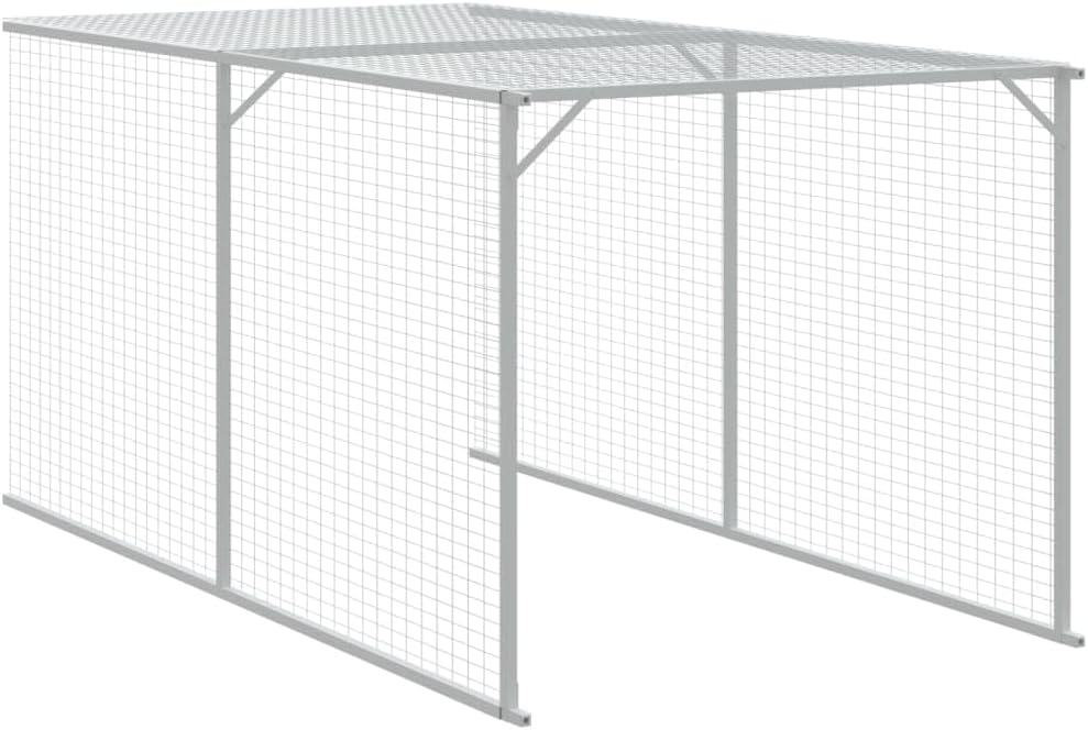 vidaXL Chicken Cage, Chicken Coop with Run, Chicken Shed with Lockable Door and Latch, Hen House for Yard, Anthracite Galvanised Steel