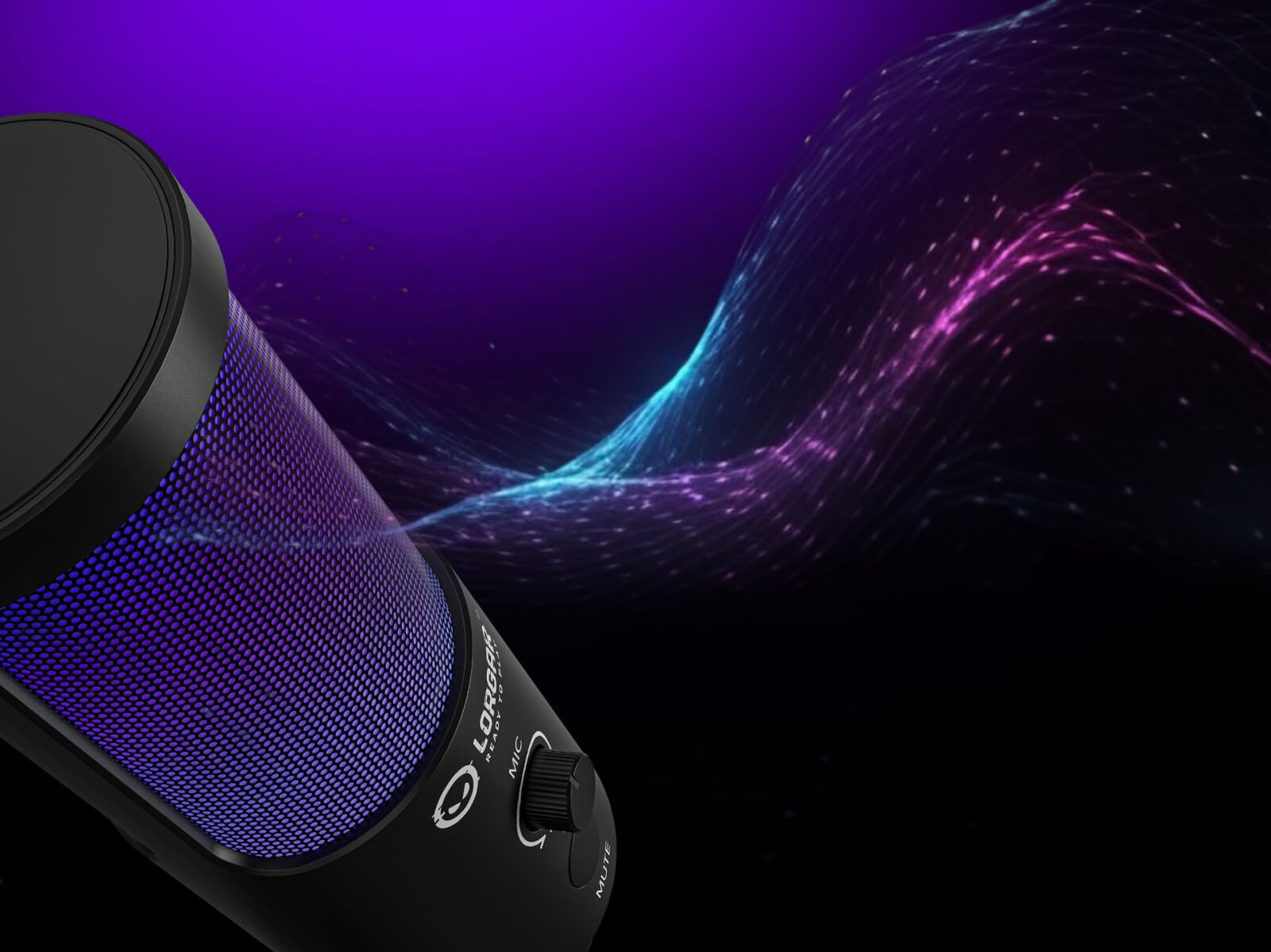 SMP40 RGB mikrofon gamingowy z bezprzewodowym przyciskiem wyciszania, mikrofon USB ze wzorem kardioidalnym, metalowy stojak, Plug & Play, do komputerów PC, Mac, Android i PlayStation, czarny