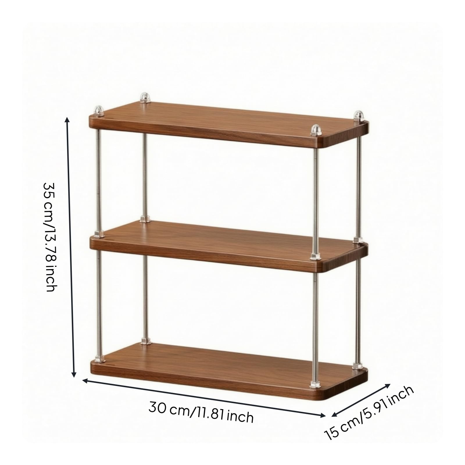 Qianly Scaffale a Ripiani Regolabile oggetti con Aste Filettate Metalliche Saldispazio Scaffale a Ripiani per Caffè, S