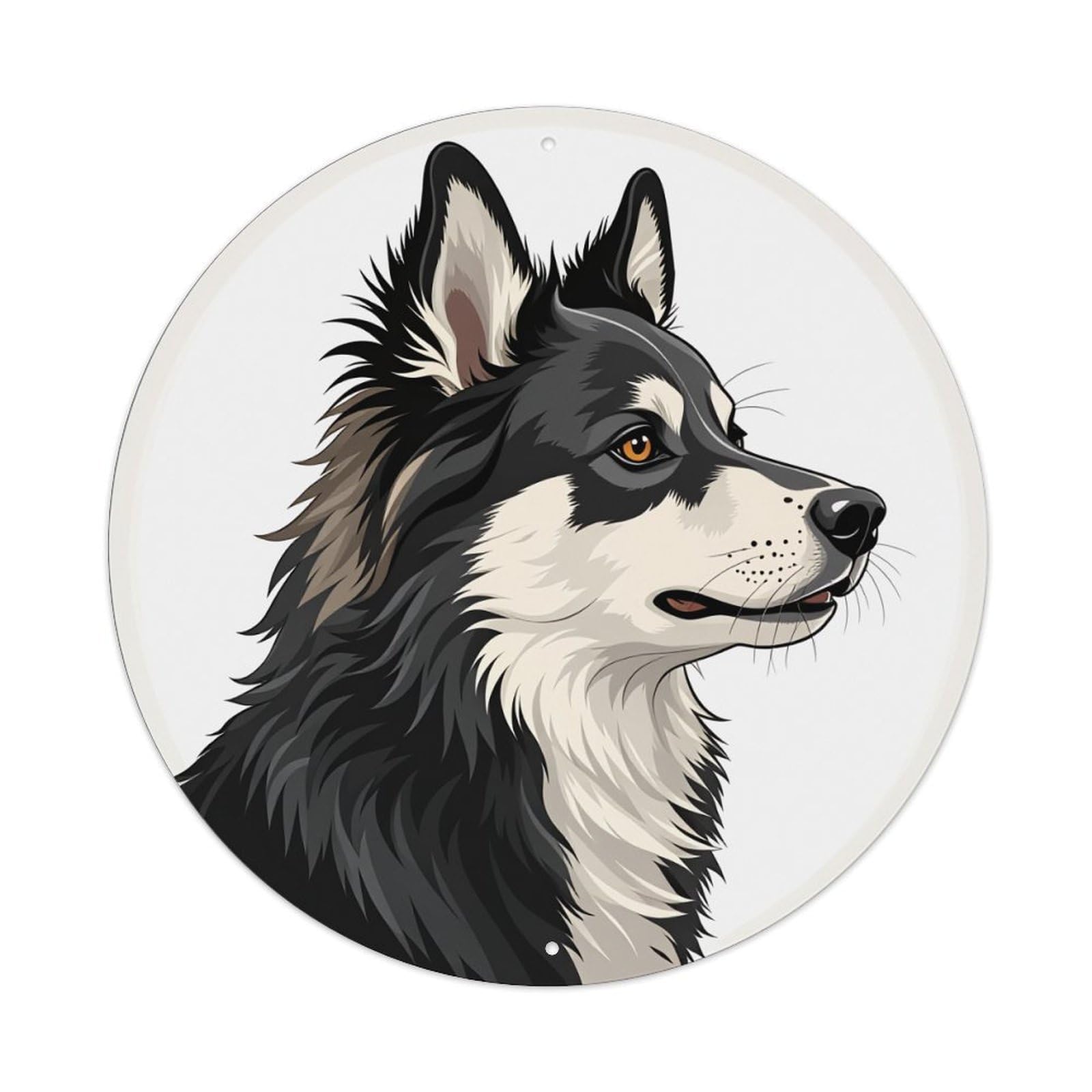 Jdfenggu Vintage Dog Portrait Circular Design Art Retro Metal Tin Sign, Metal Poster For Bar, Home, Man Cave, Kitchen, Laundry Room Art Decor 8X8 Inch