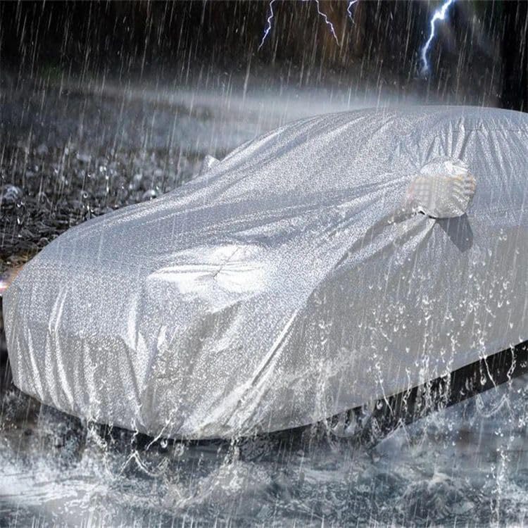 Image of PROTEGO All Weather Protection Car Cover for Thar Roxx | Anti Dust, 100% Waterproof, Durable Cover - Triple Stitched Elastic Grip with Mirror Pocket |(Metallic Silver with Red Piping)