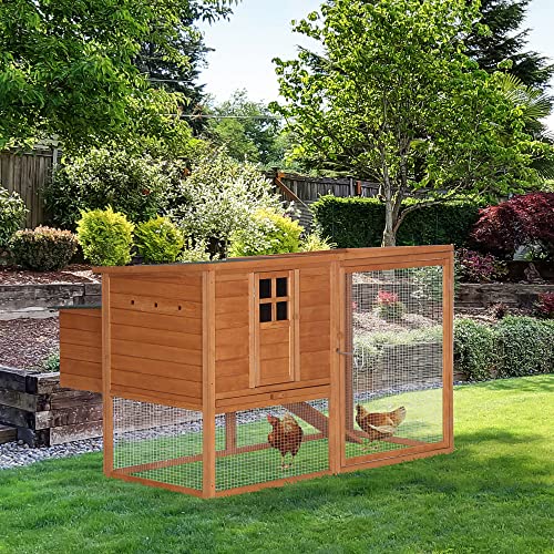 Pawhut 64" Large Wooden Chicken Coop Kit With Outdoor Run And Nesting Box #TOP1