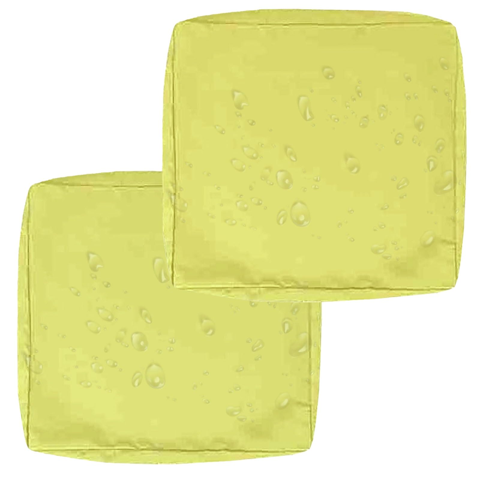 uyeoco 1/2/4-Pack Seat Cushion Covers Waterproof with Zipper, 60x60cm & 50x50cm for Garden Furniture, Seat Pads Cover for Indoor & Outdoor Sofa/Chair Patio Rattan Furniture(Yellow,2-PACK_60X60X10CM)