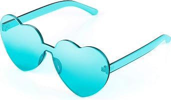 Maxdot Heart Shape Sunglasses Rimless Transparent Heart Glasses Colorful Party Favors