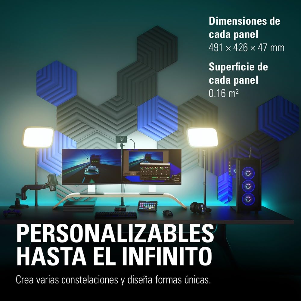 Elgato Wave Panels Starter Set (Azul) - 6 paneles de tratamiento acústico, espuma de dos densidades, marcos EasyClick patentados, diseño modular, fáciles de instalar y quitar