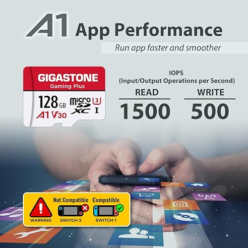 Miniatura 6 de Solo para Switch 1Tarjeta Micro SD GIGASTONE de 128 GB paquete de 2, Gaming Plus, compatible con Nintendo Switch 1, RW 10050MBs, grabación de video