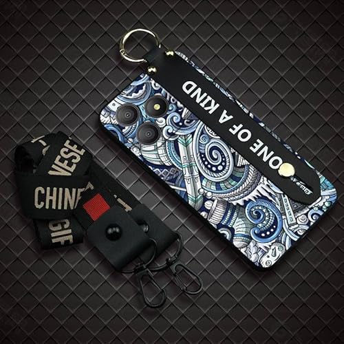 Phone Case Compatible with Blackview Wave 9C, Protective Back Cover Graffiti Wrist Strap Lanyard Waterproof Design Kickstand Dur