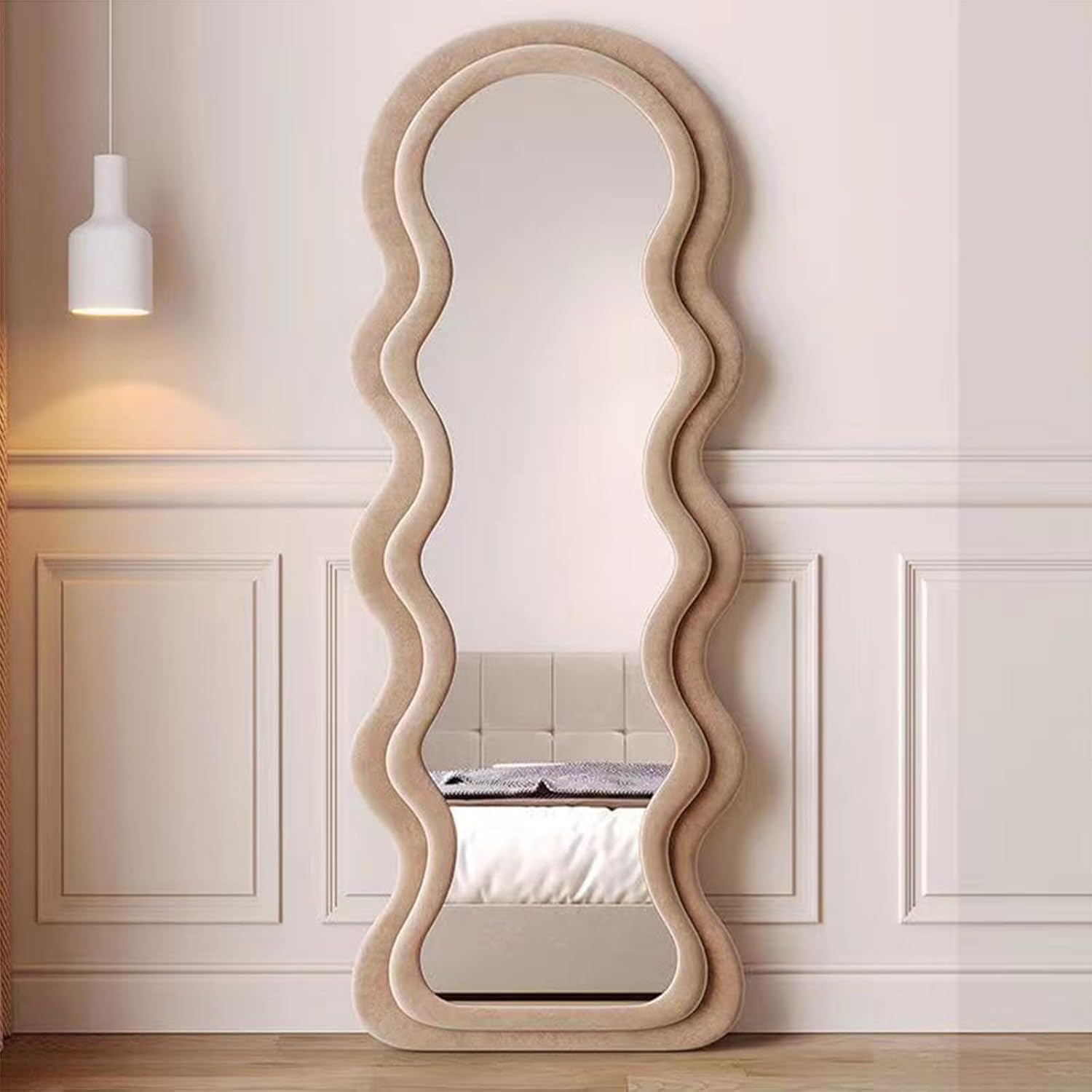 Specchio Intero Pieno Con Cornice Onda 160x60 Cm - Da Terra O Da Parete, Sicuro E Moderno - Foto 2