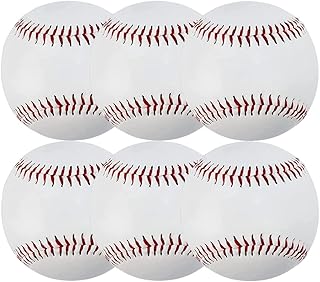 ZYYRSS Practice Baseballs, Blank Baseball, Standard 9” Adult Youth Leather Covered Soft Balls for Team Game Competition Pitching Catching Training, 6 Pack