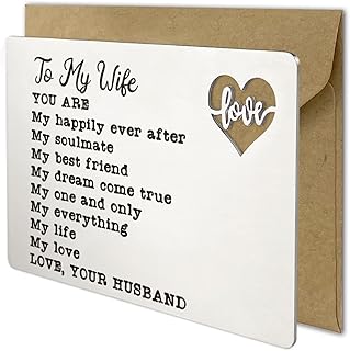 YODOCAMP Wife Gift from Husband, Anniversary Card for Women Wife Birthday Gift Romantic Valentines Day Christmas Gifts for Wife, Mini Love Note for Her to My Wife Engraved Wallet Card