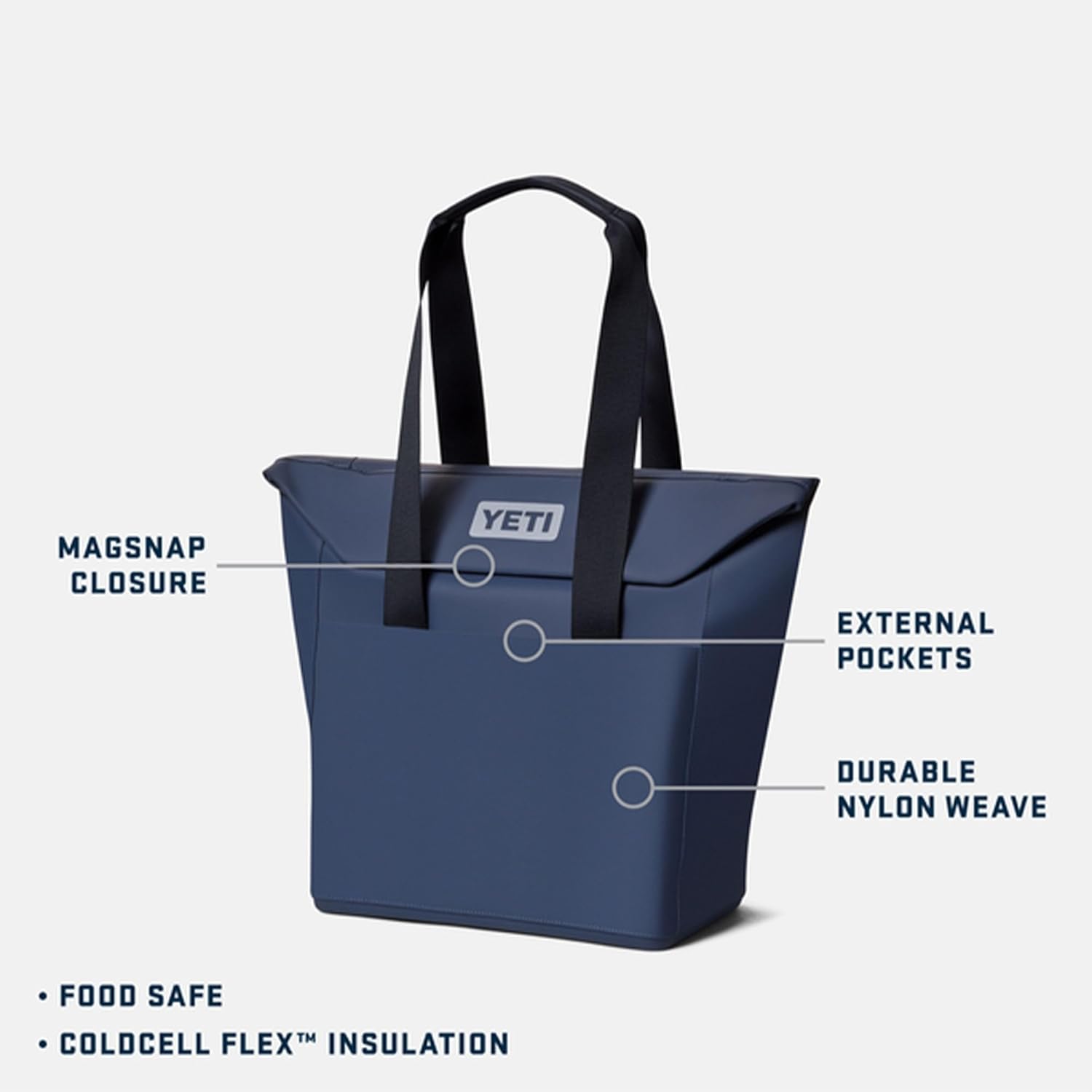 YETI Daytrip 20L Insulated Soft Cooler Tote Bag, ColdCell Flex Insulation, MagSnap Closure, External Pockets, Food Safe Lining