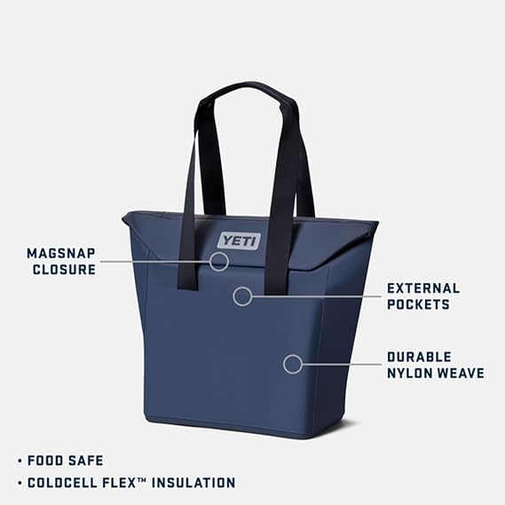 YETI Daytrip 20L Insulated Soft Cooler Tote Bag, ColdCell Flex Insulation, MagSnap Closure, External Pockets, Food Safe Lining
