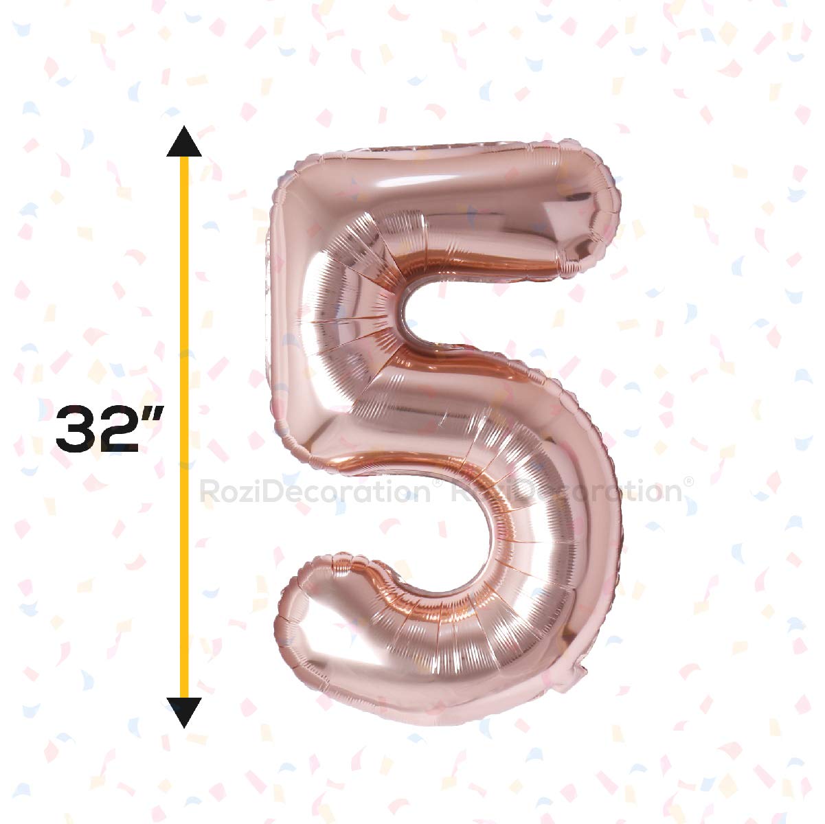 Rozi Decoration Rose Gold Number 5 Foil Balloons β 32 Inch Pack of 2 1