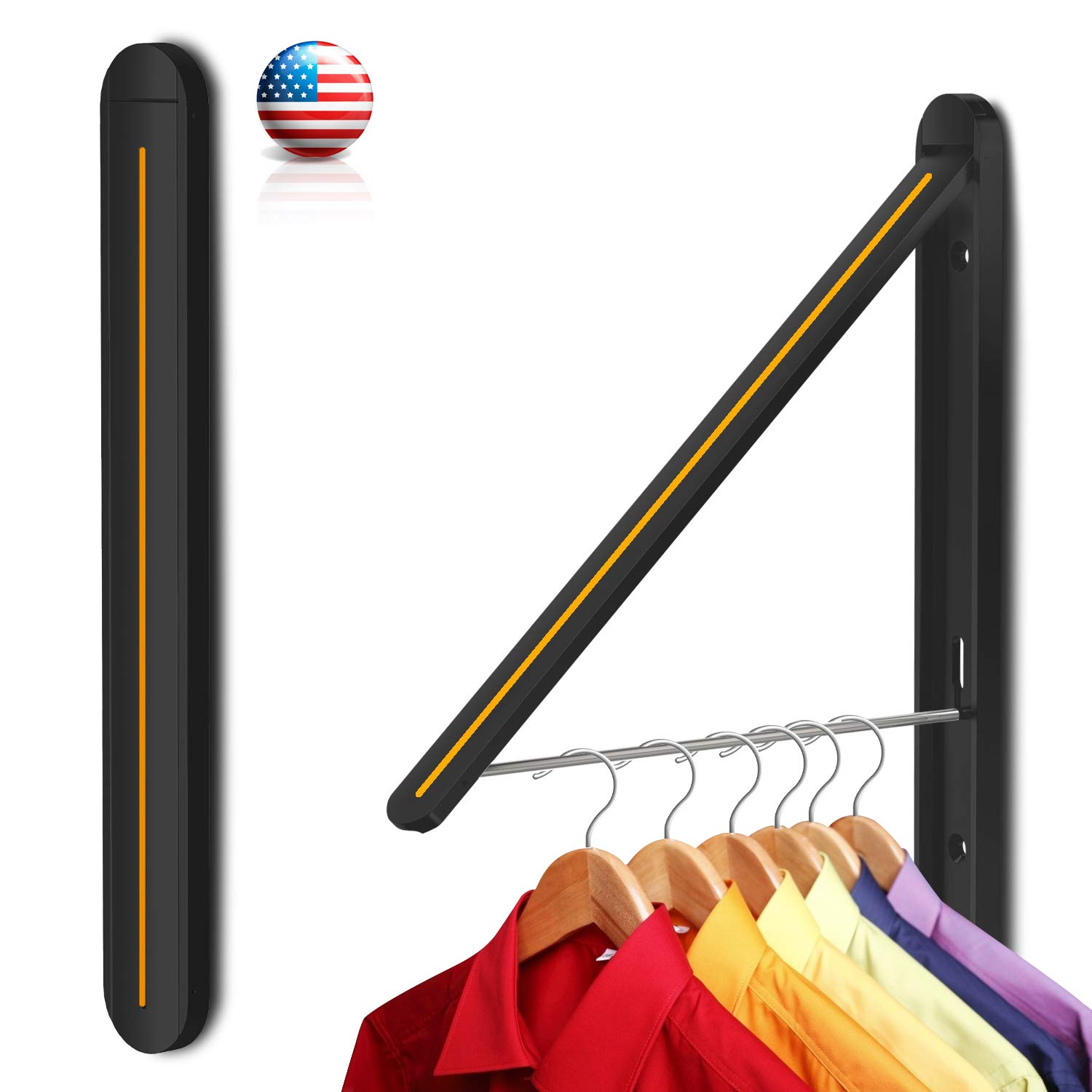 Laundry Drying Rack Wall Mounted - Ultrathin Space Saving Clothes Drying Rack Organizer with 65Ibs Capacity - Retractable and Foldable, Perfect for Laundry Room Organization