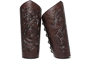 Medieval Dragon Embossed Leather Bracers: A Guardian on Your Arm