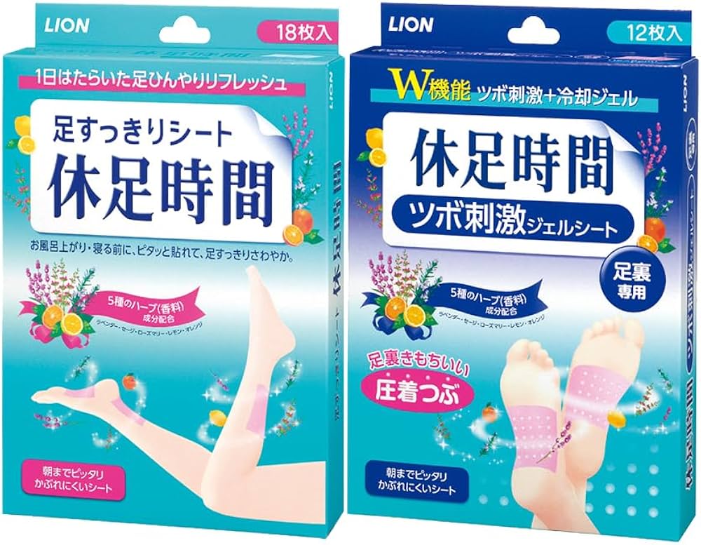 Amazon.co.jp: 【2種セット】休足時間 ツボ刺激ジェルシート 12枚(4枚