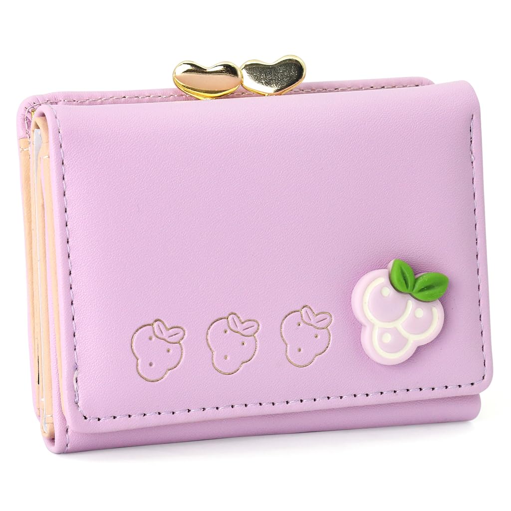 zibuyu Card Holder Wallet for Women, Small Purse for Women Mini, Cute Purple GrapePU Purse for Women Wallet 11x8cm, Women's Wallet Purple-picture-49