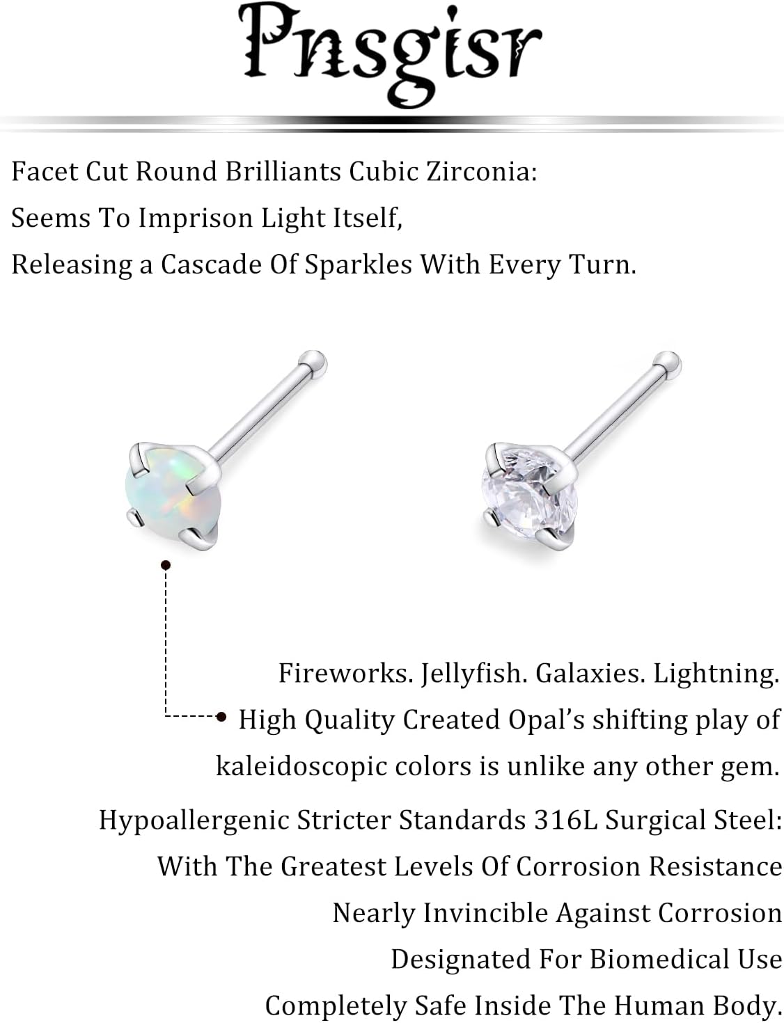 20/18g Nose Rings Studs Straight/L/Corkscrew Shape Bars Piercings Jewelry for Women Hypoallergenic Surgical Steel - Image 4