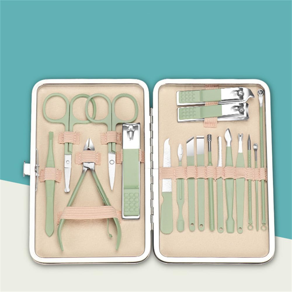 Ensemble de 7/8/10/16/18 Coupe-Ongles en Acier Inoxydable, Outil de manucure, Cure-Oreilles, Ciseaux pour Peaux mortes, Ensemble d'outils de beauté, 16 pièces (18 pièces)