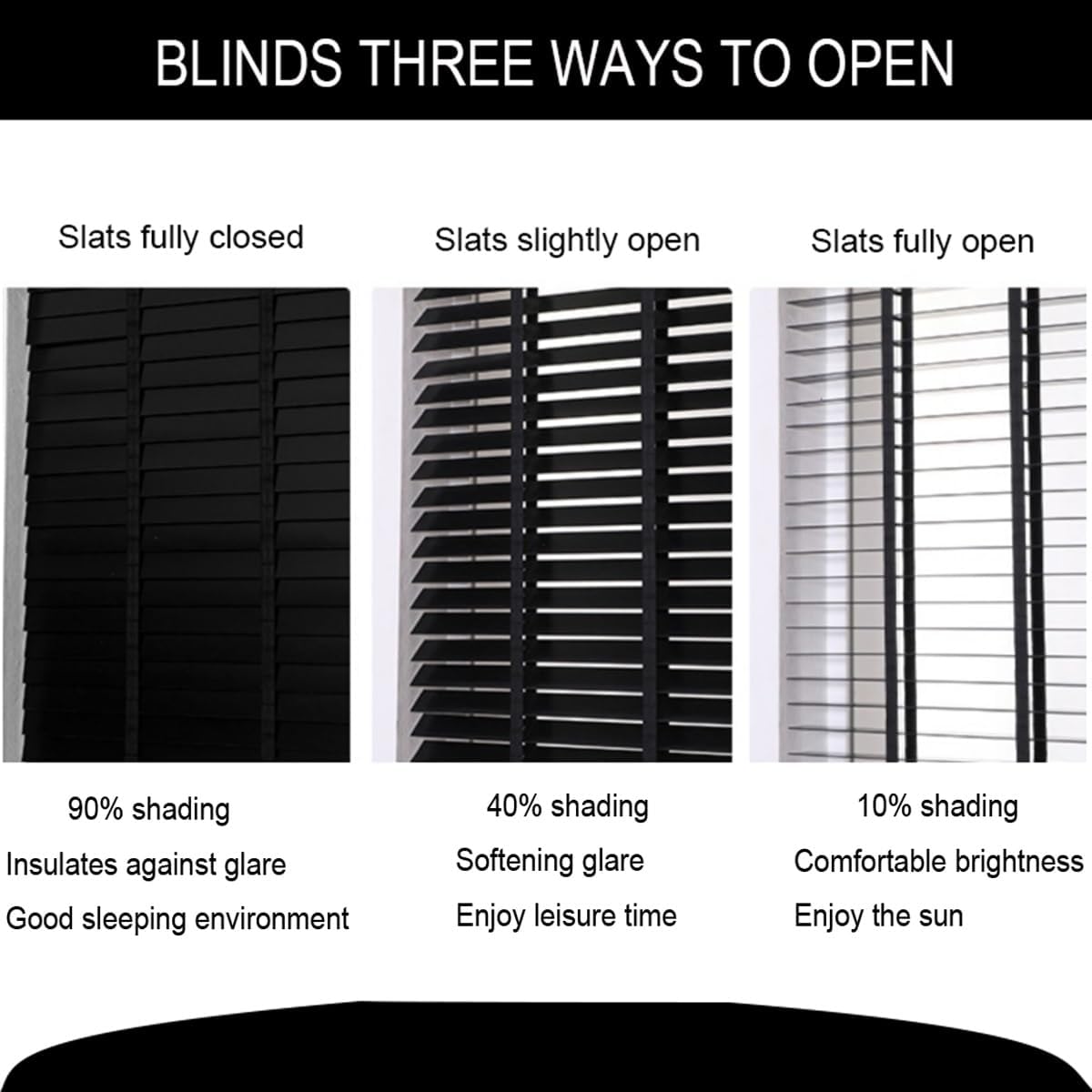 Custom Size Blinds Wooden Venetian Blinds Horizontal Window Blinds Cordless Camper Blinds 2" Slat Blinds & Shades Home Bedroom Bathroom Privacy Blind(Black)