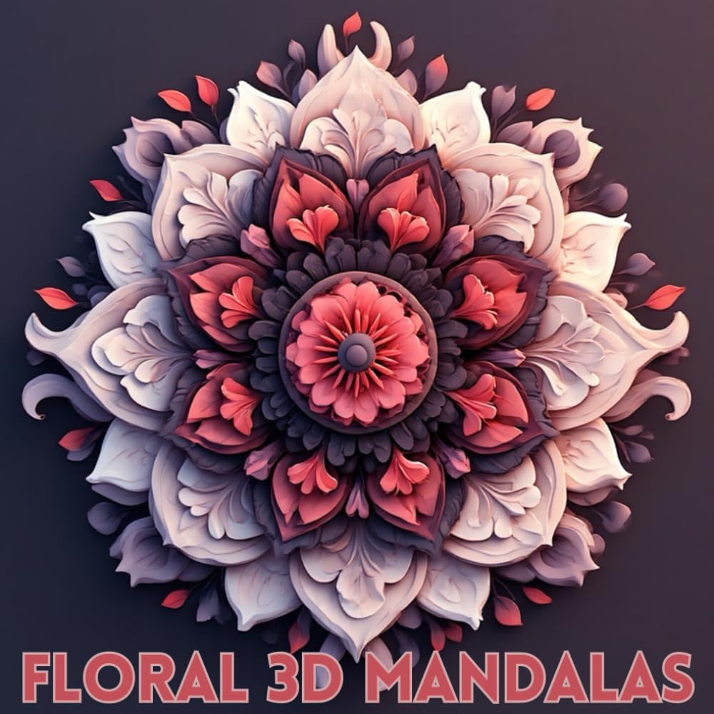 Floral 3D Mandalas: Coloring book for adults