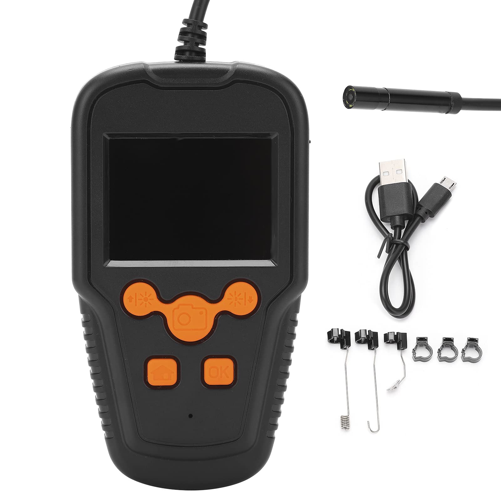 Cyrank Endoscopio Industrial, Cámara De Inspección por Boroscopio Digital con Pantalla HD De 2MP Y 2,4 Pulgadas con Cámara De Alcantarillado con Lente Ip67 De 5,5 Mm, Naranja(2m)