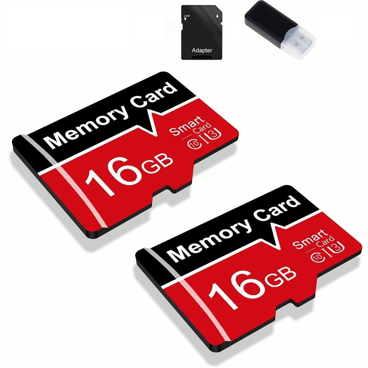 2 Pack TF Card 16GB with Adapter and USB Card Reader, High Speed Memory Card, UHS-I C10 A1 Memory TF Card for Tablet/Mobile Phone/Camera/Car Audio/Game Console (TF410 Black&Red 16GB)-image-49