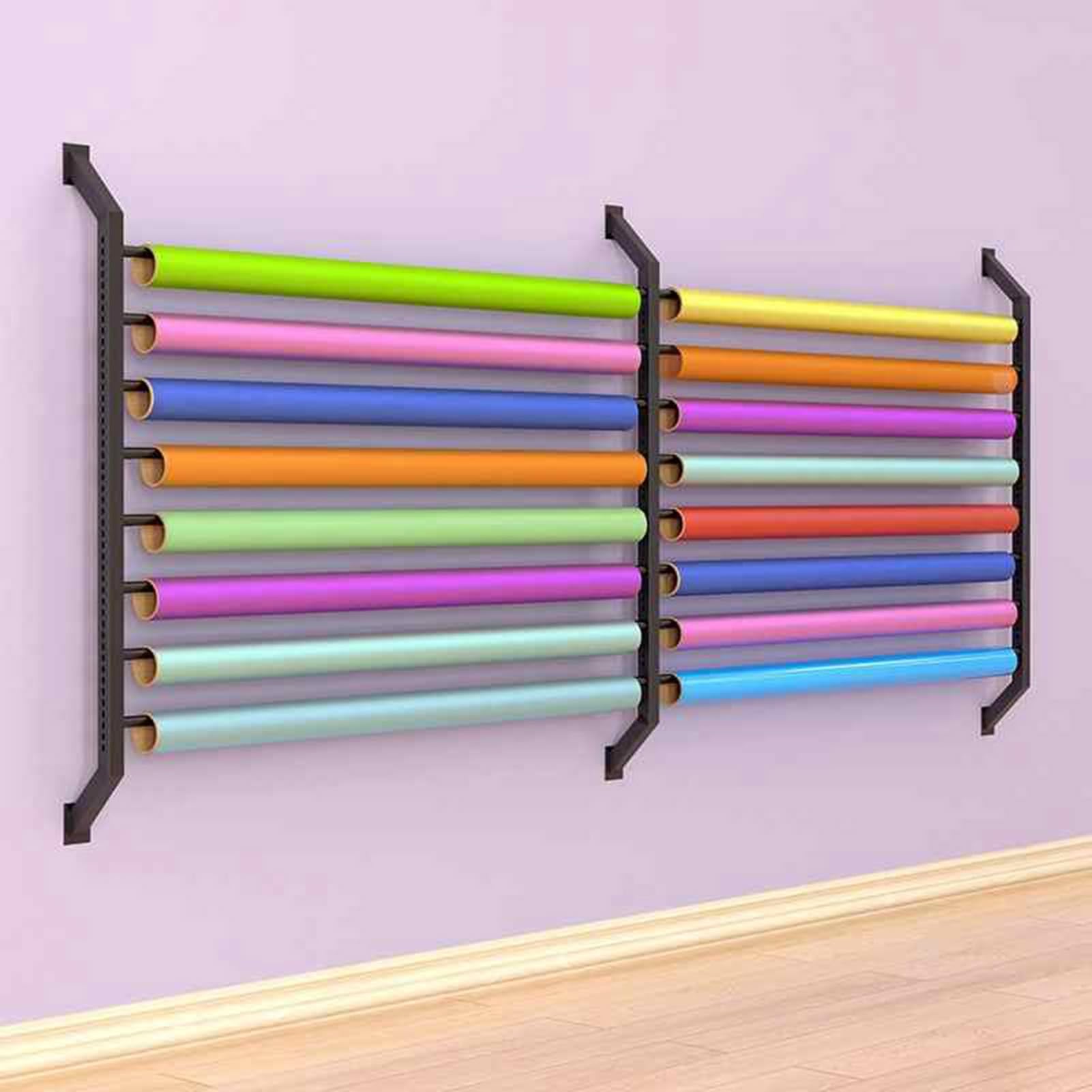Organizador de rollos de tela montado en la pared, estante de almacenamiento que ahorra espacio para materiales de manualidades y suministros de decoración del hogar