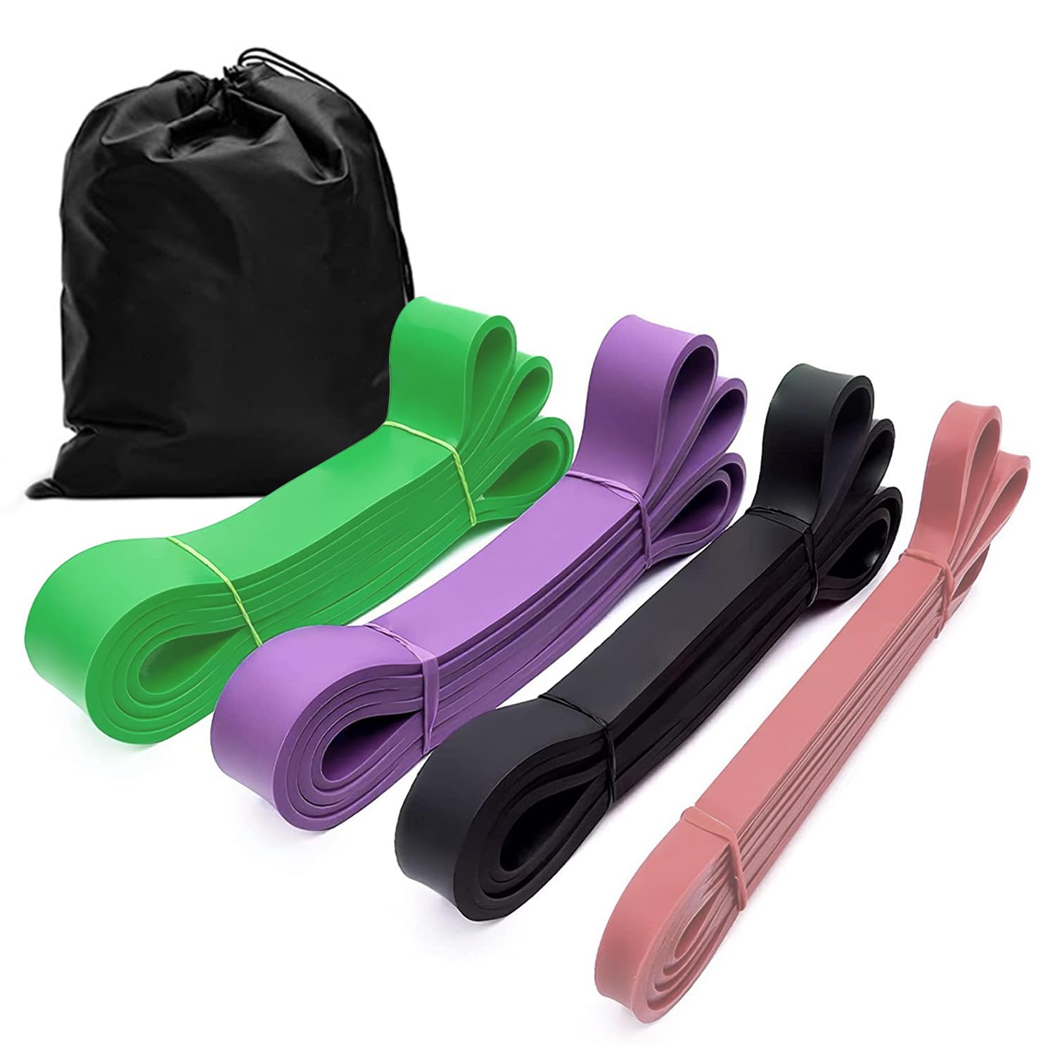 EM-9356 Resistance Bands Set – Heavy-Duty Loop Exercise Bands for Strength Training, Pull-Up Assistance, Mobility & Home Workouts – 4 Power Bands with Carry Bag – Unisex Adults