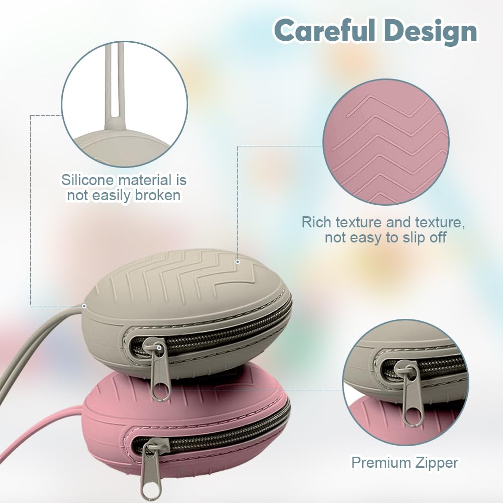 Mizikuu Boîte à Tétine Bébé Silicone, 2 Pièces Étui Porte-Sucette Sans BPA, Gris, Brun