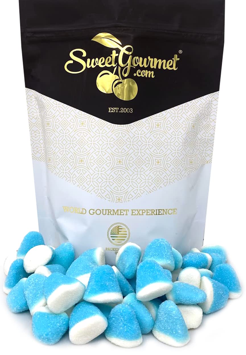 SweetGourmet Blue Raspberry Gummy Drops | Sugar Coated Puffs Candy | 1 Pound