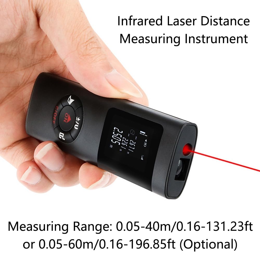 TopHomer JQ40 Télémètre Laser, Mesureur Numérique Portable à Rétroéclairage LED, Outil Portatif pour Mesure de Distance/Superficie/Volume