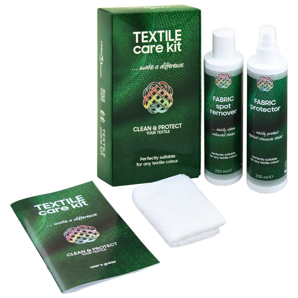 Juego de cuidado textil Care KIT con 2 x 250 ml de limpieza y protección para tejidos de muebles, incluye paño de microfibra, ideal para eliminar manchas, protección contra la suciedad