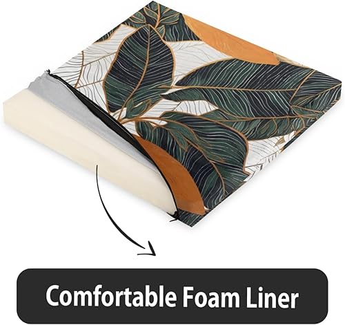 Miniatura 4 de Bardic Cojín para silla, 1 paquete de espuma viscoelástica con hojas tropicales, hojas de palmera, almohadillas cuadradas extraíbles para sillas de