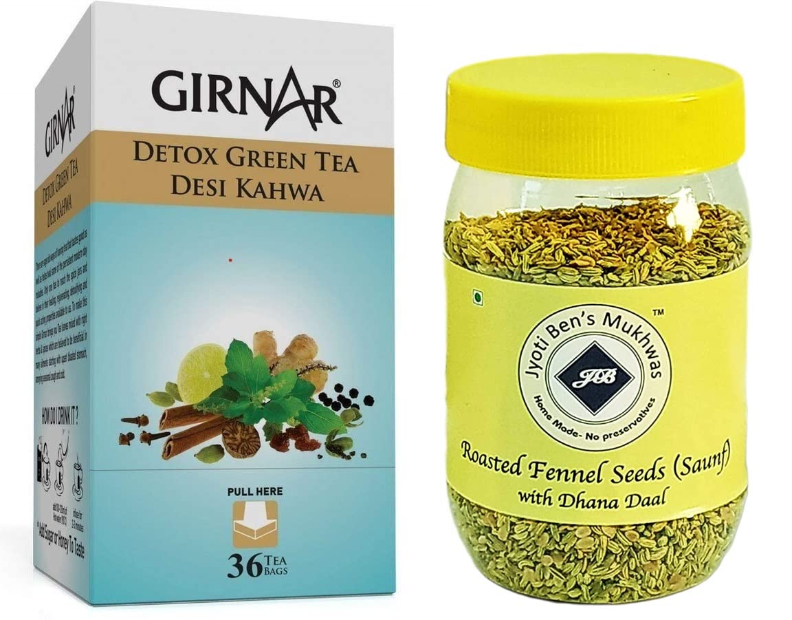 Girnar Detox Green Tea (36 Tea Bags) + Jyoti Bens Mukhwas Roasted Saunf With Dhana Daal 200Gram (B0BXSZYS88) Amazon Price History, Amazon Price Tracker