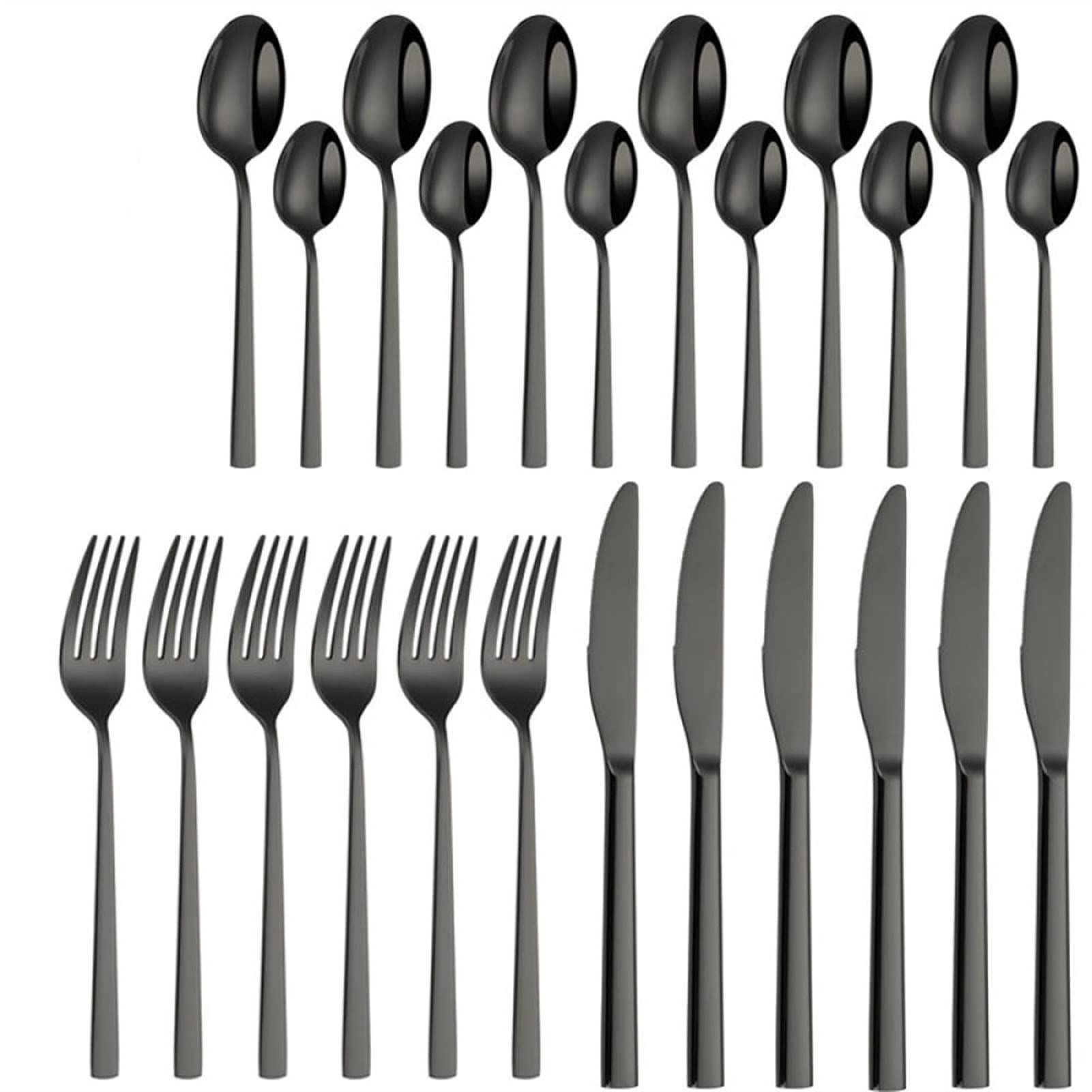 Bestecksets 24-teiliges Tischbesteckset 304 Edelstahl Goldbesteck Silber Geschirrset Esslöffel Messer Gabel Küchengeschirrset Edelstahl