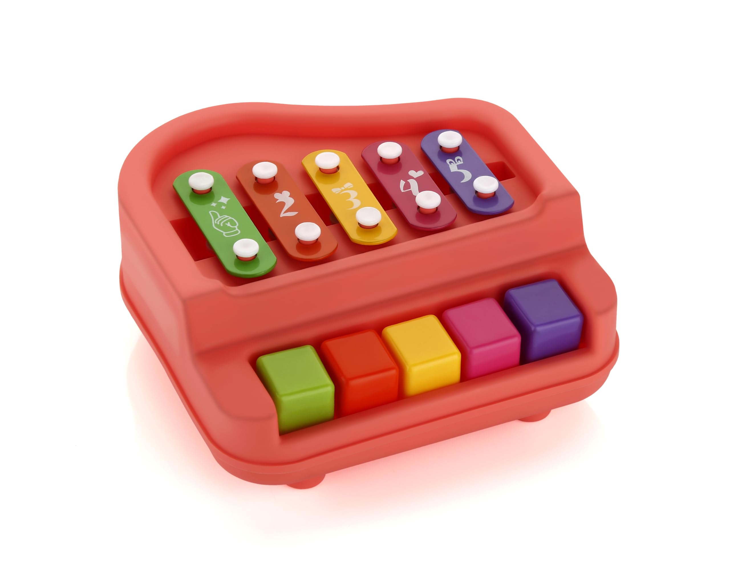 Playminds 2 in 1 Mini Piano and Xylophone Musical Toy with Colorful Keys & 2 Mallets for Babies/Girls/Boys/Kids/Gifts | Red Color