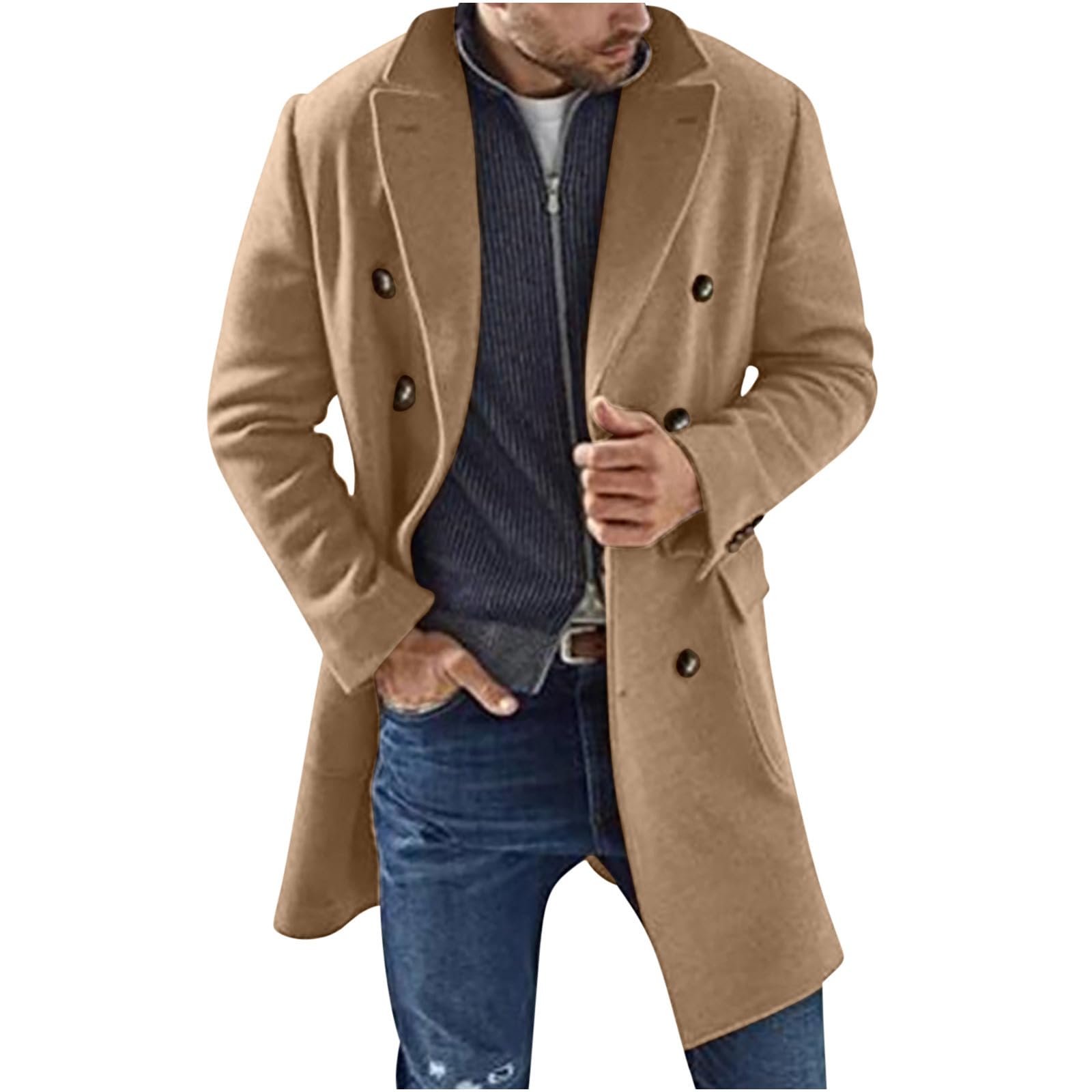 NUSGEAR Abrigo hombre invierno, Sobretodo Mezcla de Lana Botón Manga Larga Gabardina de Color sólido Abrigo Moda Slim fit Cortavientos Elegant caliente Chaquetas parka Blazer Outwear traje 2024