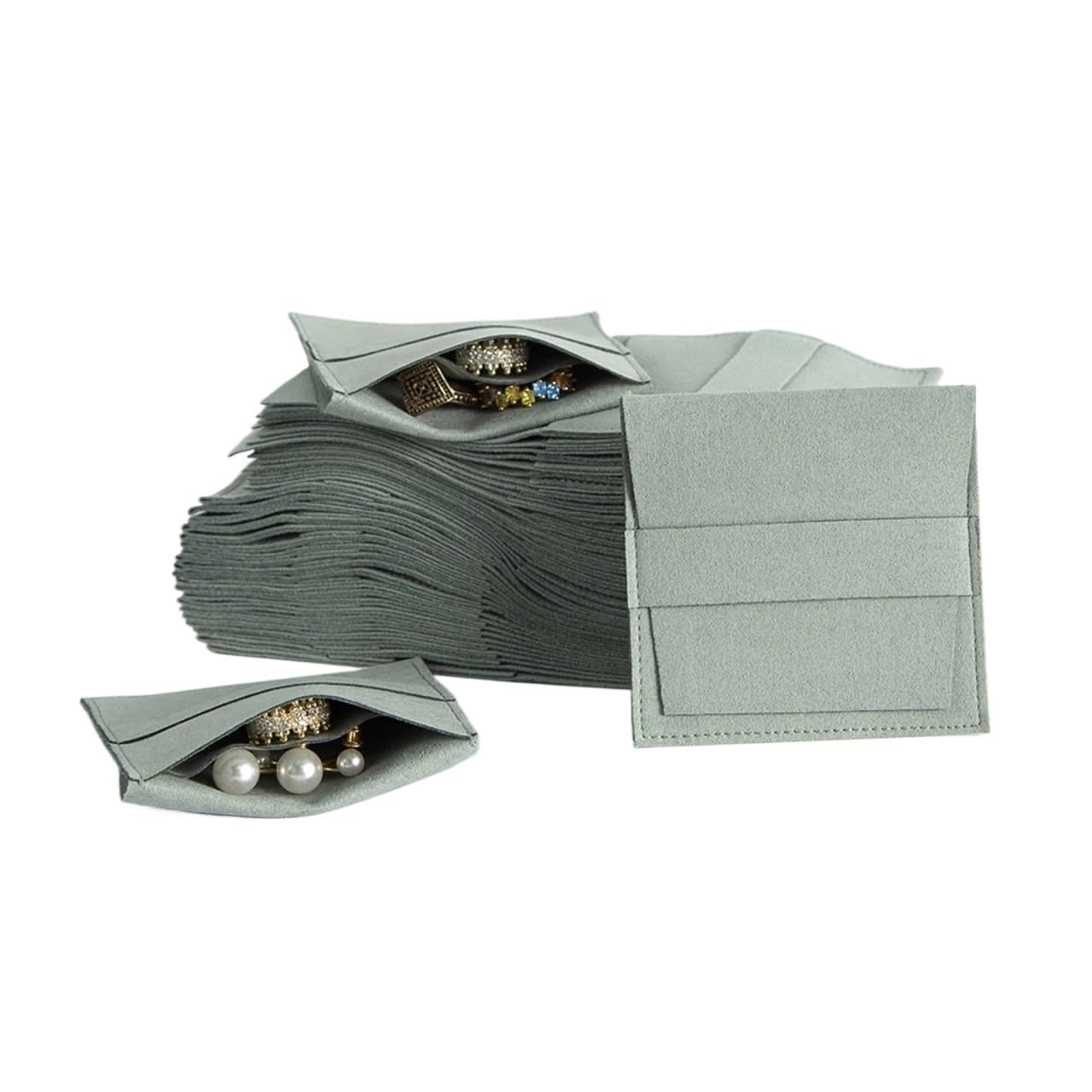 Bolsas de regalo de gamuza de microfibra de 10x10 cm para joyería con compartimento