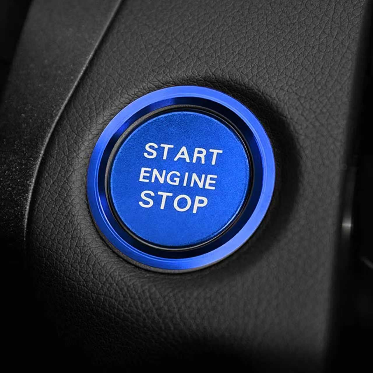 Push Start Button Cover Start Stop Button Cover for Audi Accessories, Car Aluminum Metal Ring Engine Push Stop Buttons for Audi A4 LA5 A6 Q3 Q5 Q7 Key Ignition Switch Knob Decorations(Blue)