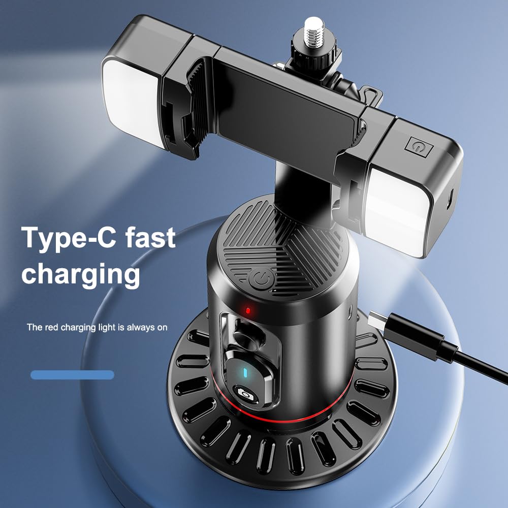 POFET Treppiede per Selfie con Stick per Selfie con tracciamento Automatico del Volto con Luce di riempimento remota Bluetooth per Streaming Video Tiktok di Vlog
