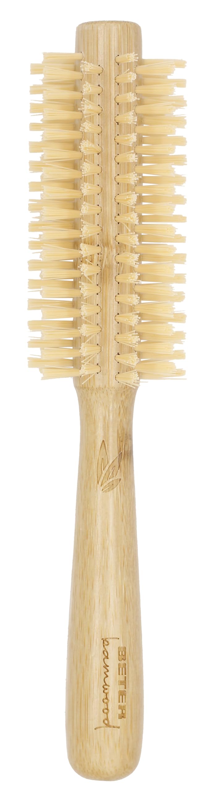 Beter Sustainable Bamboo Wood Round Hair Brush, Nylon Picks, 50 mm Diameter, for Styling and Straightening Hair.