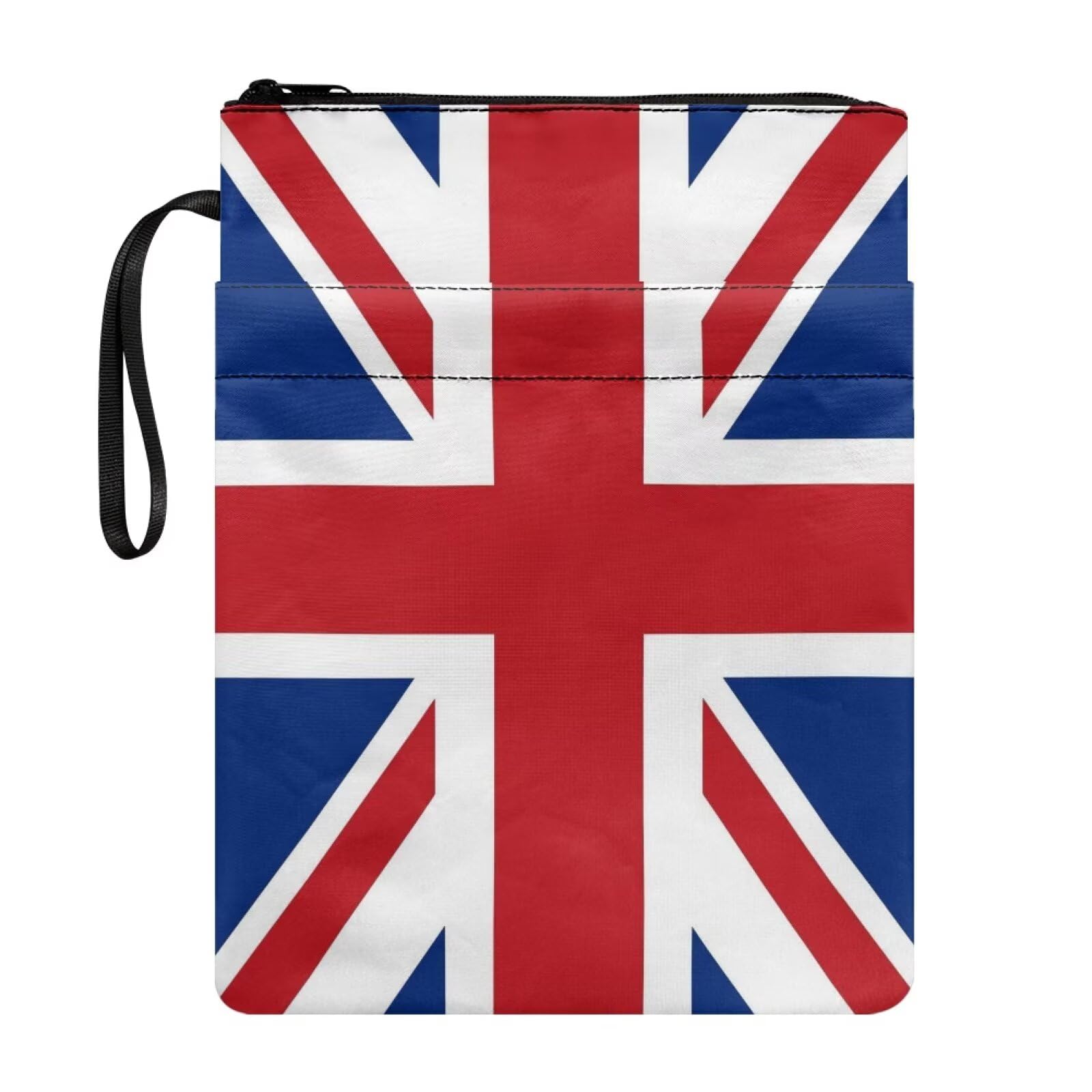 Union Jack Fabric Book Cover with Zipper Multifunctional Book Sleeve for Paperbacks with Front Pockets, 22x29 cm — image 1