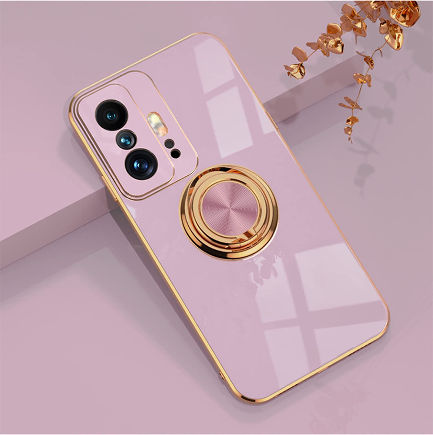 Custodia Sottile E Flessibile Cover MagSafe Per IPhone 15 Pro Max Silicone Trasparente Bordo Custodia Con Anello Specchio Supporto