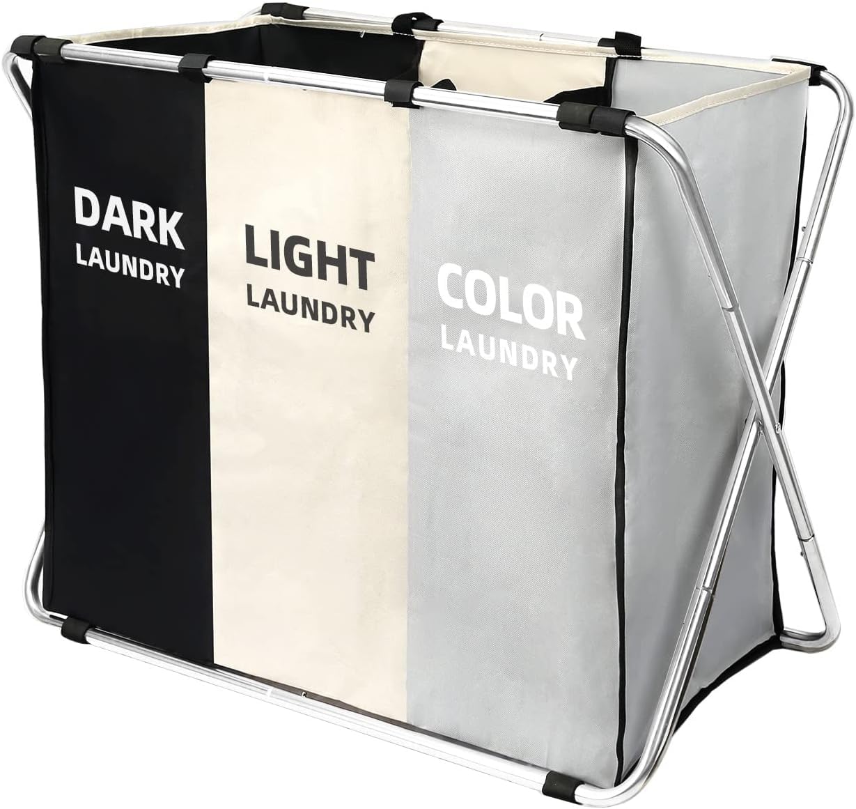 Ymupalni White 3 Compartments Laundry Basket, 180L Large Laundry Hamper Featuring Removable Bags; 3-Section Laundry Sorter;Premium Collapsible Laundry Basket (White)