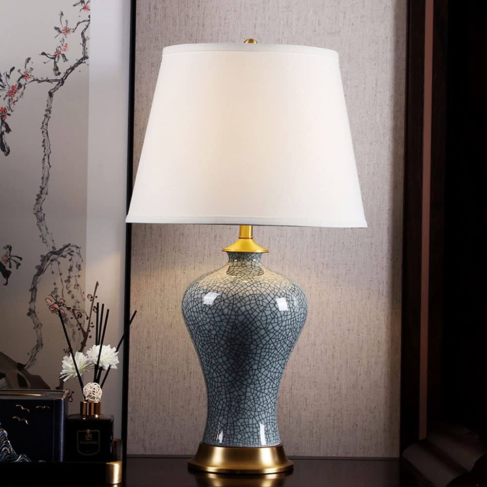 SGKOMN Ceramic Table Lamp 20.4" Ice Crack Glazed Desk Decor Lamps Modern Contemporary Bedside Nightstand Lamp For Bedroom Living Room Table Lamps Desk Lamp-B-30 * 52cm