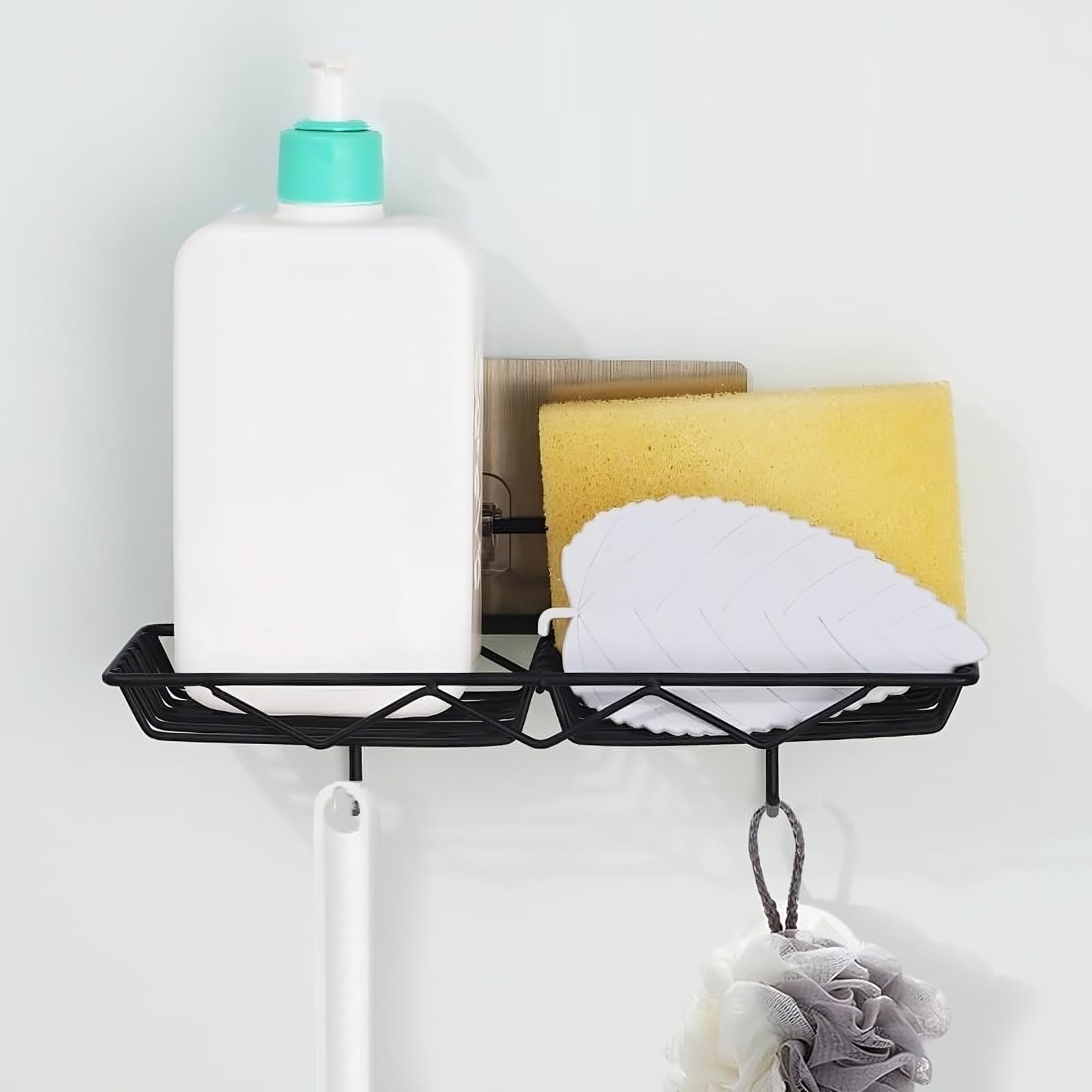 Semito Self-Adhesive Soap Dish/Soap Holder Wall Mounted Drill Free Installation Bathroom Rack With 2 Hooks/Towel Hook/Rack/Bathroom Accessories-Wall Mount Pack Of 1 (Black,Powder Coated) - Alloy Steel (B0CP63YRCF) Amazon Price History, Amazon Price Tracker